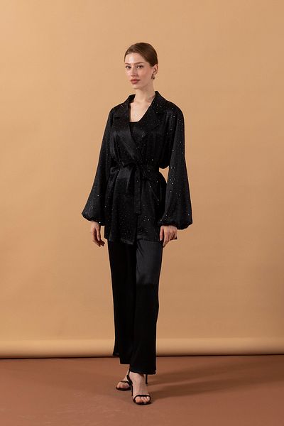 Stilife Stone Embroidered Double Suit Black