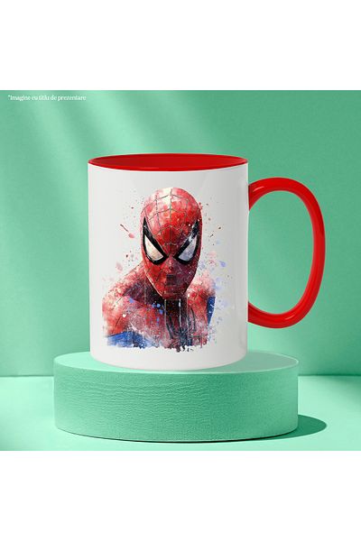 StoryGift Romania Spiderman Mug, Superhero, Costume, Mask, Marvel, Portrait, Multicolor 330 ml,, With ,STG
