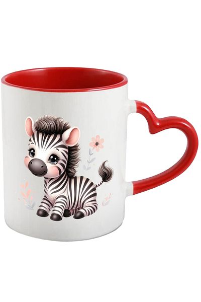 StoryGift Romania Mug with a little zebra | tableware | illustration | flower | plants | nature | jungle, With ,STG.