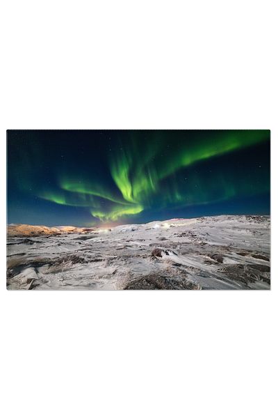 StoryGift Romania Tablou Canvas Cu Aurora Boreala In Islanda - Lumina Cosmica Deasupra Lacului Inghetat