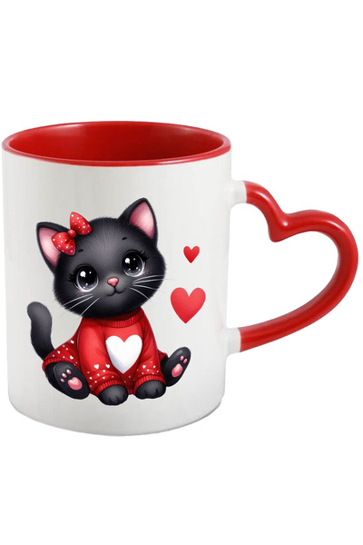 StoryGift Romania Cana cu o pisicuta neagra dragalasa | bluza groasa | inimio...