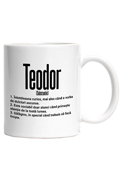 StoryGift Romania Cana Cu Numele Teodor, Cu Mesaj Amuzant, Curios, Sociabil, ...