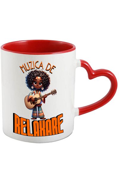 StoryGift Romania Girl Mug Tropical Island Style With Guitar Text Relaxing Music, 330ml, Ceram, With ,STG