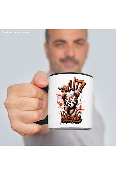 StoryGift Romania Brown Teddy Bear Mug Silent Love Toxic Love, 330ml, Ceramic with Handle Ne, With