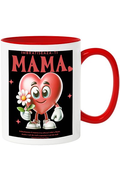 StoryGift Romania Hug-mom Mug, the best mom in the family, 330ml, Ceramic with Red Handle, With Ma, STG