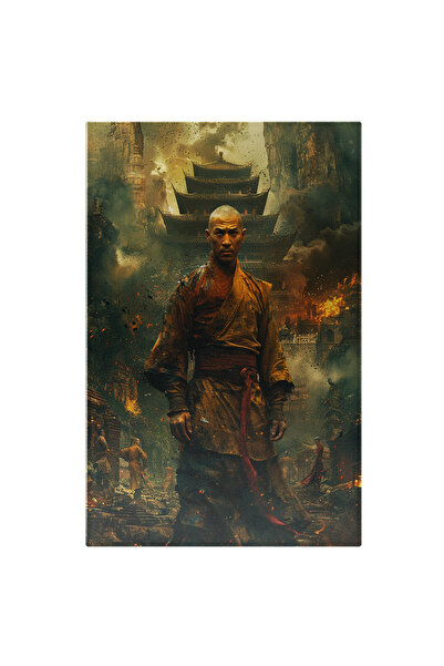 StoryGift Romania Tablou Canvas Barbat Shaolin Pregatit De Lupta Cu Hainele Sfasiate In Fata Templului Shaolin C