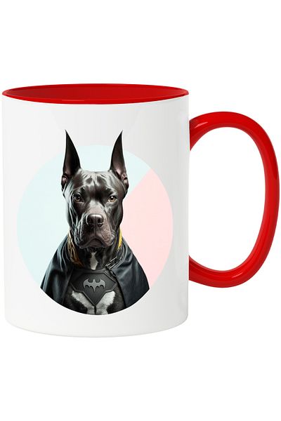 StoryGift Romania Superhero Dog Portrait Mug, Batman Custom Dog, Fierce Dog, Sweetheart, With, STG