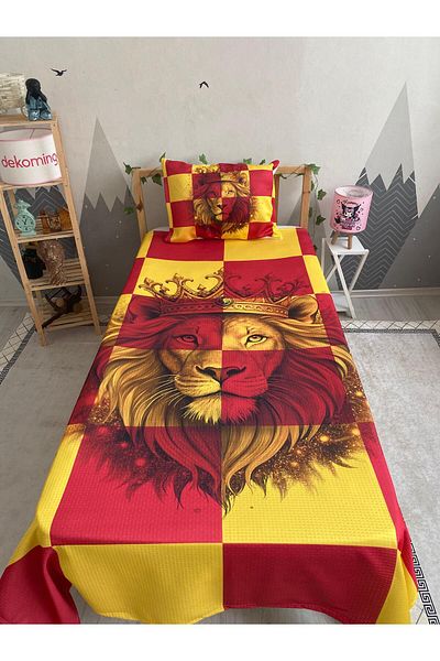 dekomingo Yellow Red Lion Patterned Baby and Children's Room Pike Set