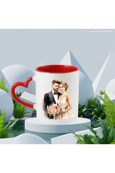 StoryGift Romania Mug with a woman and a man at a wedding | illustration | white wedding dress | c, Cu ,STG