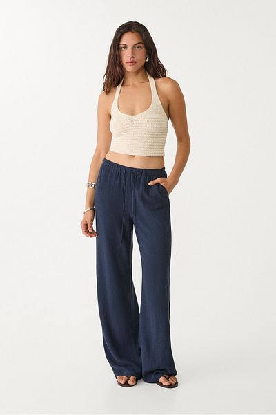 Stradivarius Flowing Linen Blend Trousers