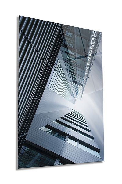 Rosyvien Pictură verticală din sticlă pentru clădire geometrică, decor de perete pentru casă și birou, cadou de lux, anti-zgârieturi