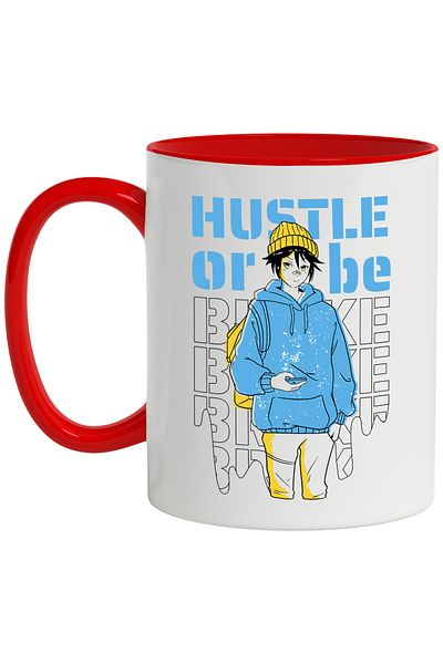 StoryGift Romania Mug With English Message Hustle or Be Broke, Hoodie, Fes, Multicolor 330 ml, Ce, Cu, STG