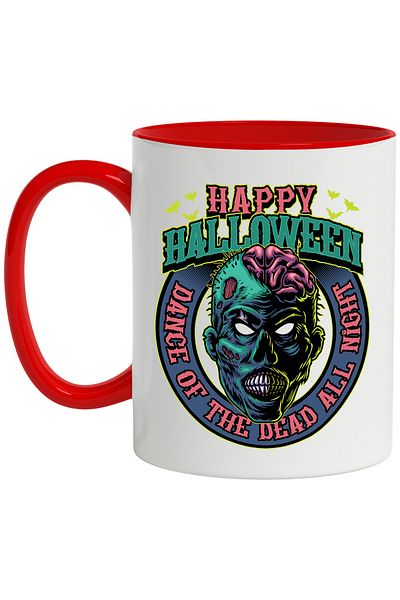 StoryGift Romania Mug With Message In English Happy Halloween, Zombie, Brain, Bats, Multicolor 33, With ,STG