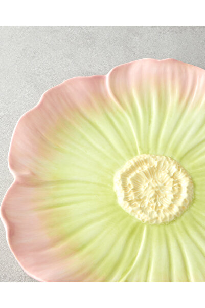 English Home Flowerella Dolomite Servis Tabağı 26 cm Pembe - Yeşil