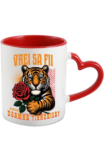 StoryGift Romania Tiger mug with rose, do you want to be a tigress, romanic, Valentine's Day, , With ,STG