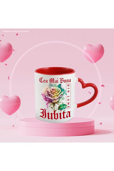 StoryGift Romania Mug With The Text The Best Girlfriend In The World, Flower, Colorful Rose, Waterco, With,STG.