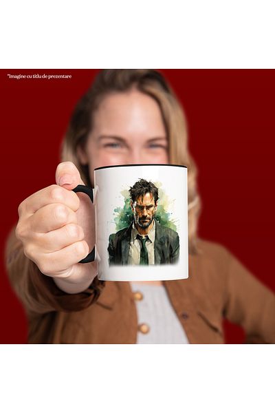 StoryGift Romania Keanu Reeves Mug, Star, Actor, Film, Hollywood, Multicolor 330 ml, Ceramic, With, STG