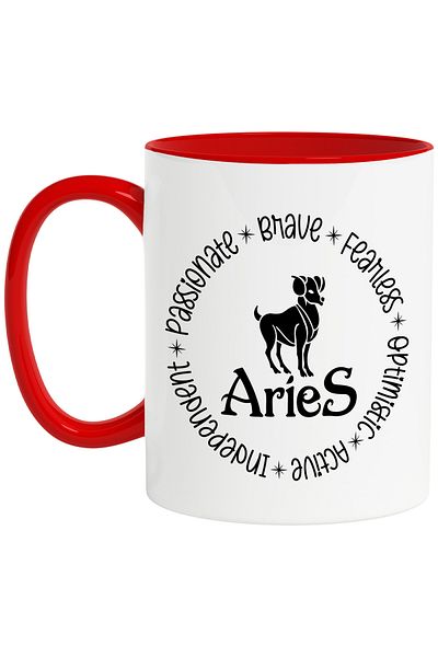 StoryGift Romania Mug with Aries zodiac sign, illustration, zodiac sign, astrology, symbol, sign, brave, op, With, STG