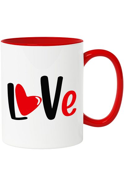 StoryGift Romania Mug for people in love with the text "Love" - ​​Valentine's Day with Handle, With, STG