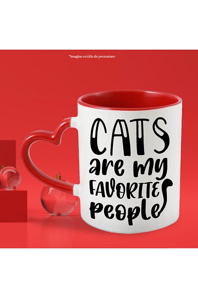 StoryGift Romania Mug for cat lovers with the message in English "Cats are my favorite peop, Cu,STG.