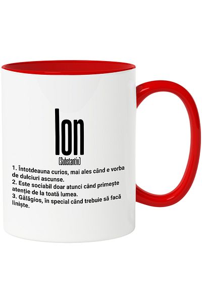StoryGift Romania Mug With Name Ion, With Funny Message, Curious, Sociable, Noisy, 330ml, Ceramic, With ,STG