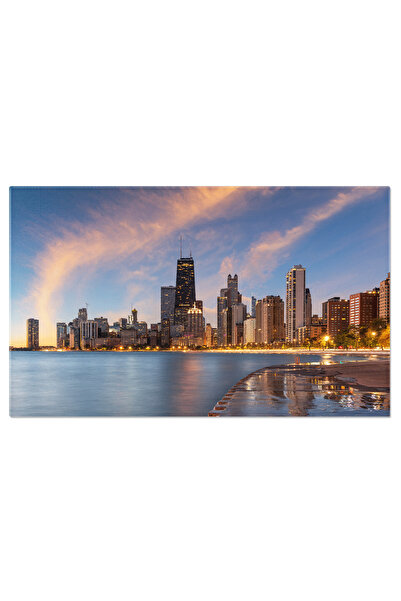 StoryGift Romania Tablou Canvas: Silueta Chicago-ului Cu Reflexii In Lacul Mi...