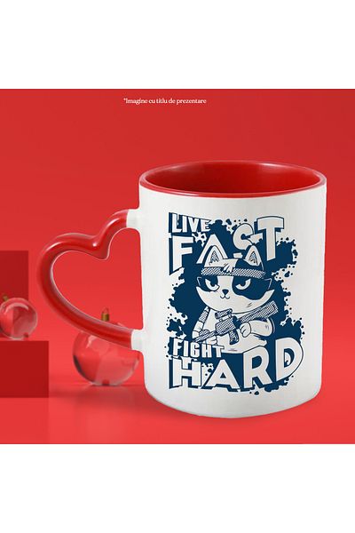 StoryGift Romania Cana Cu Live Fast Fight Hard, Cat, Sniper, Animal, Fighter, Multicolor 330 m, Cu, STG.
