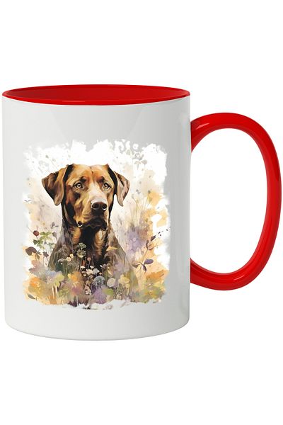 StoryGift Romania Mug With Puppy, Flowers, Leaves, Plain, Autumn, Animal, Multicolor 330 ml, Ceramic, With ,STG