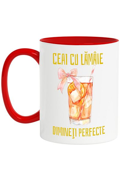 StoryGift Romania Perfect Mornings Lemon Tea Mug, Glass with Straw and Bow, 330ml, Ceramic with M, With, STG