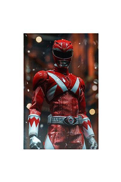 StoryGift Romania Tablou Canvas: Robocop Roșu Eroul Din Ploaie Cu Armură Lucioasă Casca Supereroului Salvator Pic
