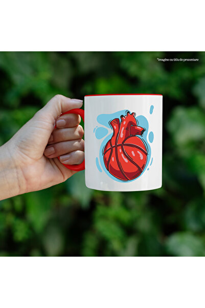 StoryGift Romania Mug With Heart, Ball, Basketball, Sport, Illustration, Multicolor 330 ml, Ceramic, With ,STG