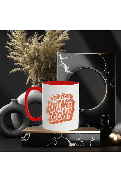 StoryGift Romania Mug With Message In English New Year Bring It On, New Year's Eve, Multicolor 330 ml, Wax, With ,STG