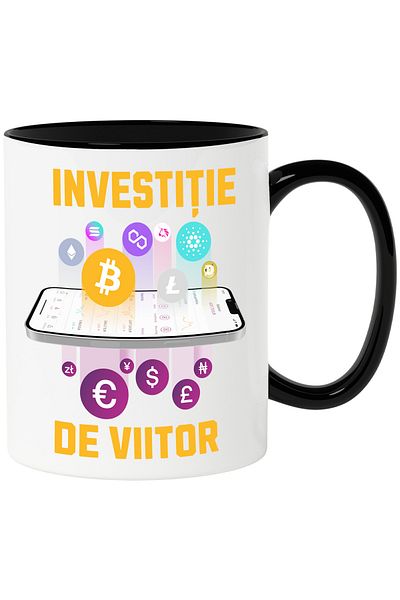 StoryGift Romania Future Phone Crypto Apps Investment Mug, 330ml, Ceramic with Black Handle, With ,STG