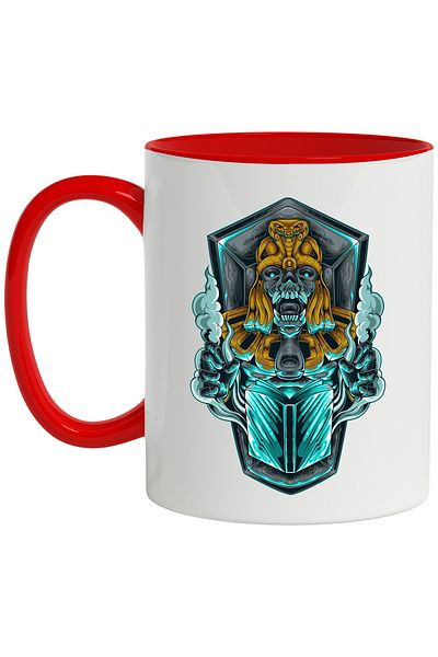 StoryGift Romania Mug With Mummy, Smoke, Book, Cobra, Egyptian, Monster, Multicolor 330 ml, Ceramic, With ,STG
