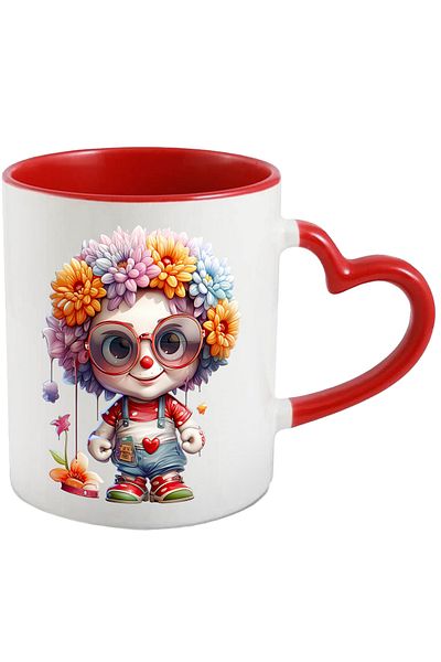 StoryGift Romania Mug with a clown boy | illustration | joker | flowers on head | circus | car paint, With ,STG.