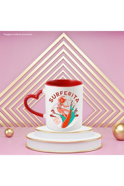 StoryGift Romania Surfer mug woman on surfboard sport sea water, 330ml, Ceramic with Handle, With,STG