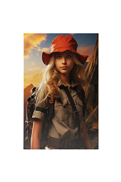 StoryGift Romania Tablou Canvas: Portret Fata Ceretas Cu Par Blond Si Palarie...