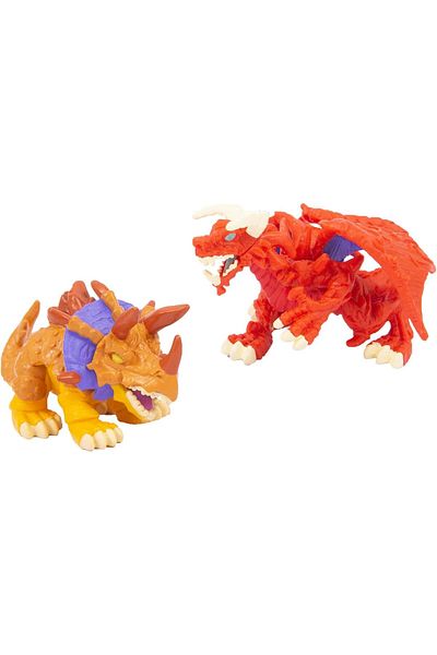 GIOCHI PREZIOSI Mini Dino Triceratops and Nagarex figurine toy and 2 Dino cards, 5 cm, Giochi Preziosi