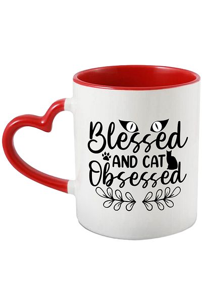 StoryGift Romania Mug for cat lovers with the message in English "Blessed and cat obsessed", With ,STG
