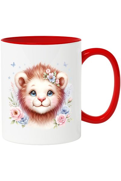StoryGift Romania Mug with a lion cub | illustration | popcorn | joy | nature | king of the jungle, With ,STG