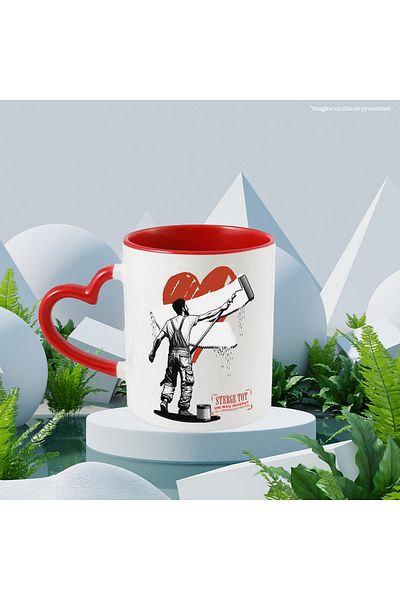 StoryGift Romania Cana Zugrav stergand inima dezamagit dragoste toxica , 330ml, Ceramica cu Maner , Cu ,STG