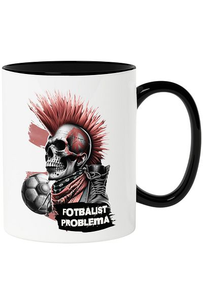 StoryGift Romania Mug Human skull with football player crest sport issue, 330ml, Ceramic with N Handle, Cu, STG
