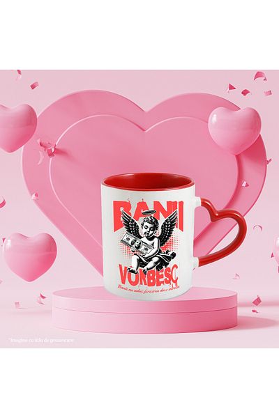 StoryGift Romania Money Talks Mug - Angel with American Dollars, 330ml, Ceramic with Heart Handle, With,STG