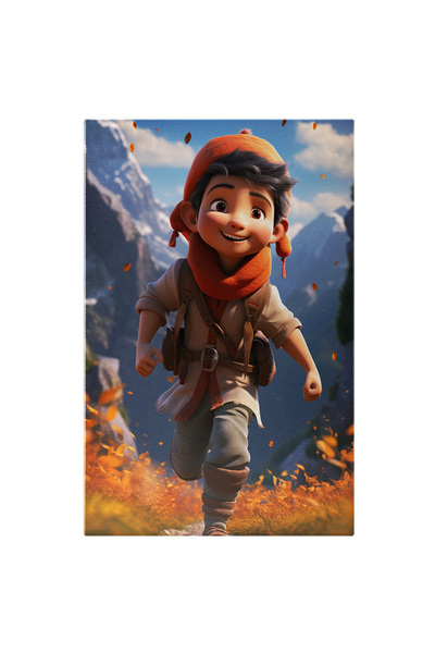 StoryGift Romania Tablou Canvas: Baietel Care Alearga In Sandale Cu Fular Por...