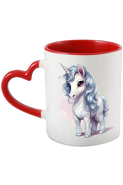 StoryGift Romania Mug with a cheerful unicorn | illustration | muscular | color spots | flowers, With,STG.