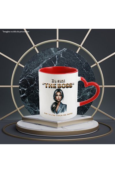 StoryGift Romania Mug Girl in Suit, Office Style, Text I'm The Boss, 330ml, Ceramic with M, With, STG