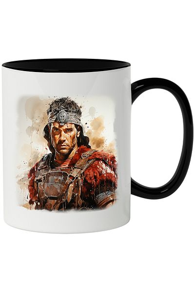 StoryGift Romania Mug With Man, Fighter, Ancient Rome, Blood, Armor, Multicolor 330 ml, Ceramic, With ,STG