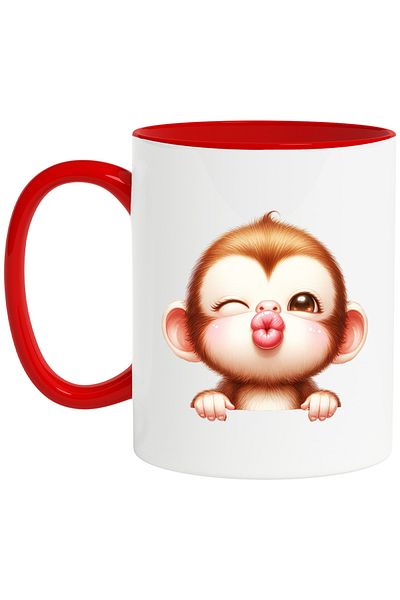 StoryGift Romania Mug with a monkey, illustration, kiss, blushing, love, affection, make with a, With, STG