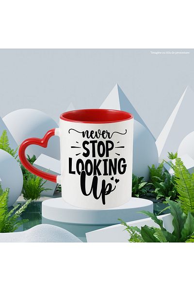StoryGift Romania Mug With Hearts And A Message That Urges You To Never Stop Looking, With ,stg
