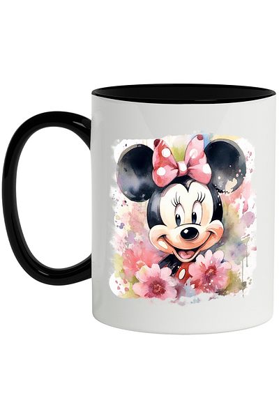 StoryGift Romania Minnie Mouse Mug, Character, Disney, Flowers, Bow, Multicolor 330 ml, Ceramic, With ,STG